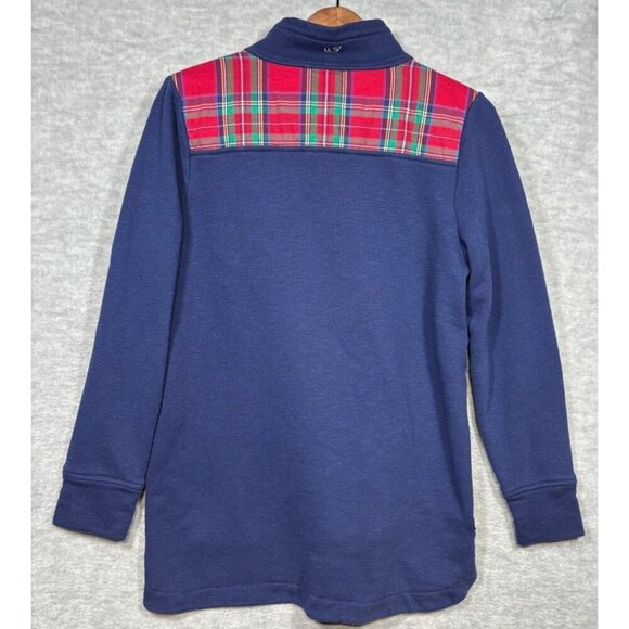 Vineyard Vines Womens S Navy Plaid Pullover Half Zip Sweatshirt Casual - Picture 6 of 6